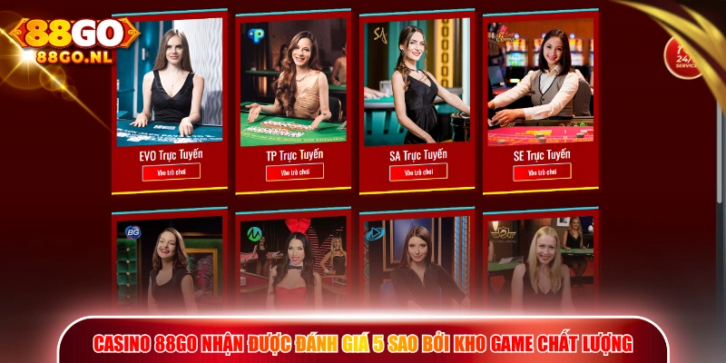 Casino 88GO nhận được đánh giá 5 sao bởi kho game chất lượng