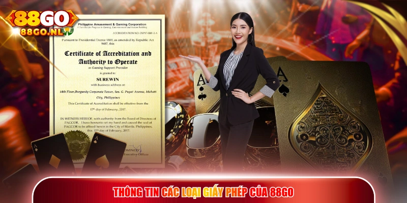 Thông tin các loại giấy phép của 88GO