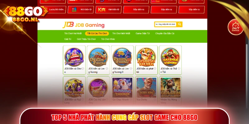 Top 5 nhà phát hành cung cấp slot game cho 88GO
